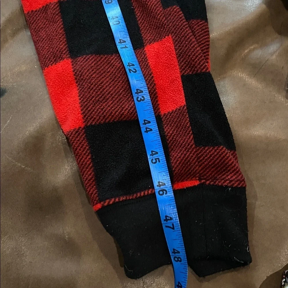 Old Navy Red and Black Plaid Flannel Hooded Pajamas, L